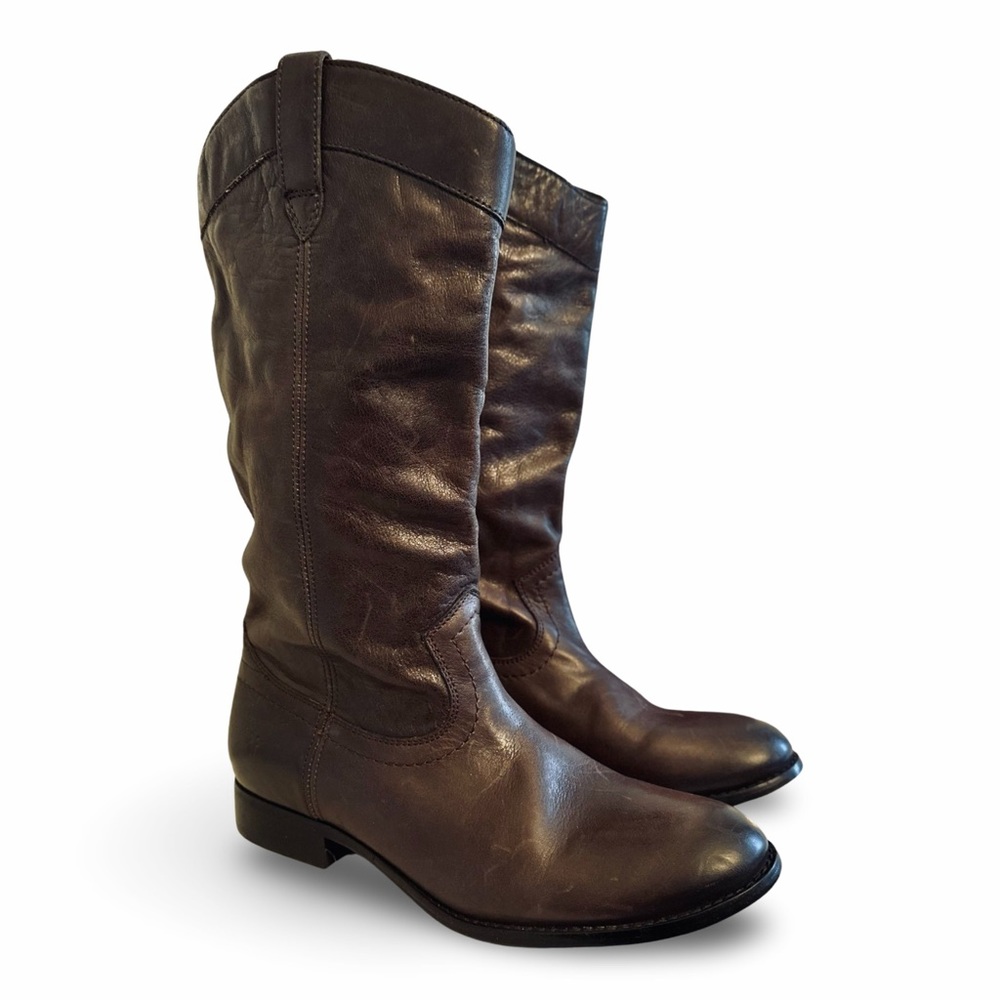 FRYE Leather Women's Melissa Pull On Western Boot, Brown